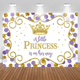 Aperturee - Purple and Golden Crown Princess Baby Shower Backdrop